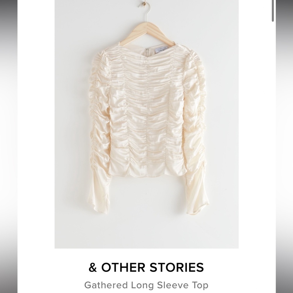 & Other Stories Gathered Long Sleeve Top Blouse Champagne